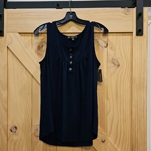 NWT | N Touch Button Detail Navy Tank Top | Petite Medium